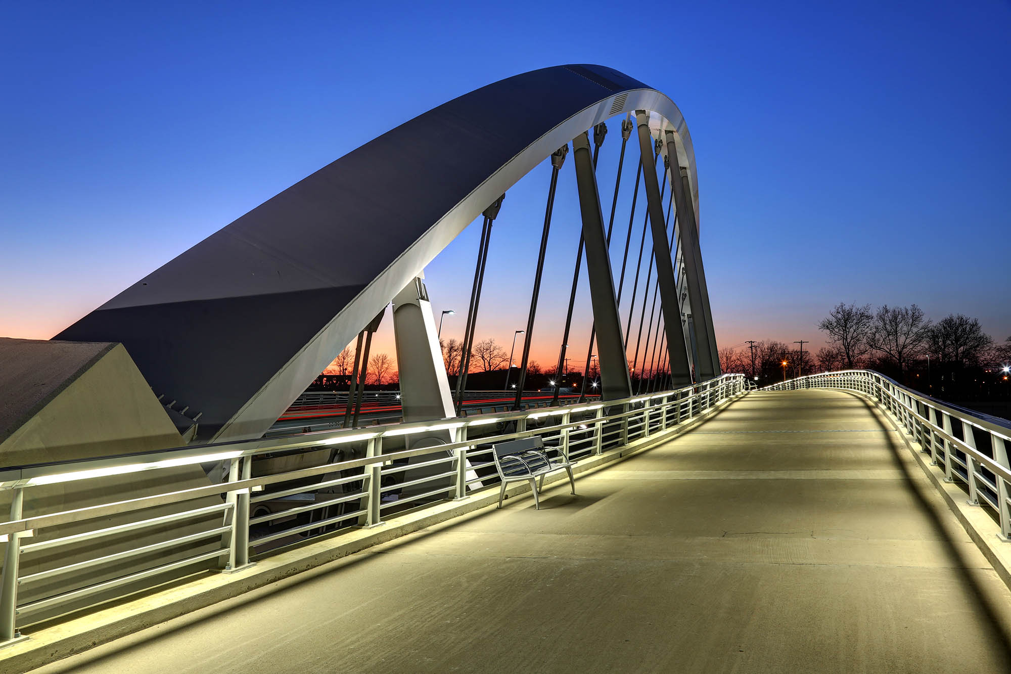 After sunset shot of the Main Street bridge Columbus, Ohio